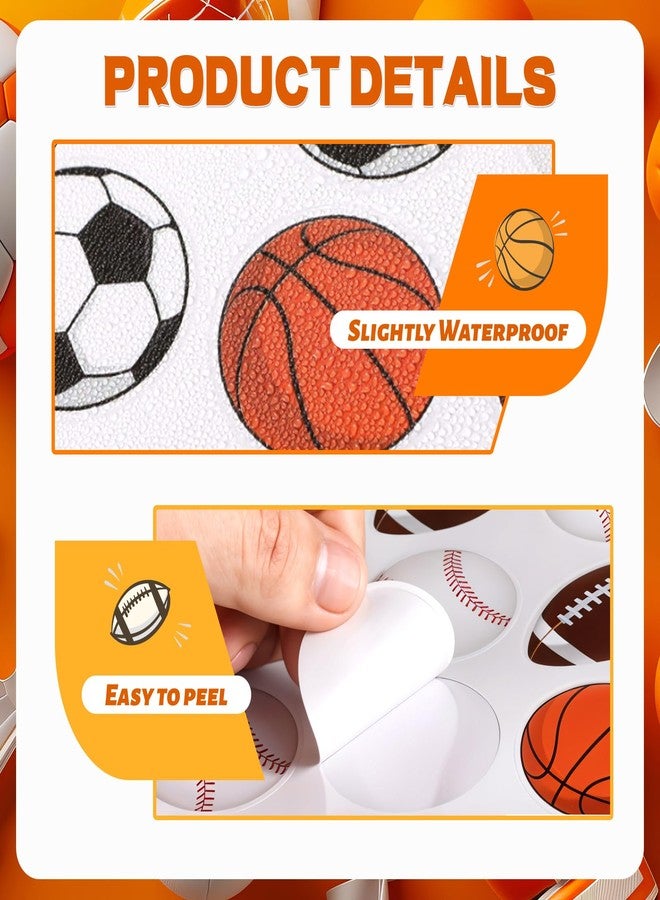 LUUFILx 1000 Pcs Sports Stickers Soccer Ball Basketball Football Baseball Small Ball Themed Party Decorative Stickers for Birthday Party Scrapbooking Sunday Game Day Sports Supplies - Image 4